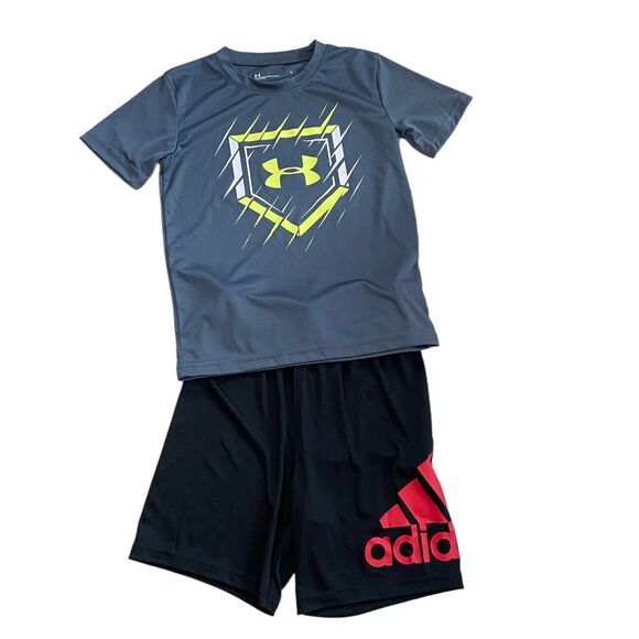 Under Armour Adidas Boys Size 6 Outfit Set Basketball Shorts Short Sleeve Shirt - Picture 1 of 8